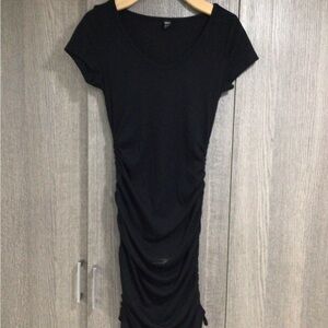 SHEIN Black Ruched Short Sleeve Bodycon Dress